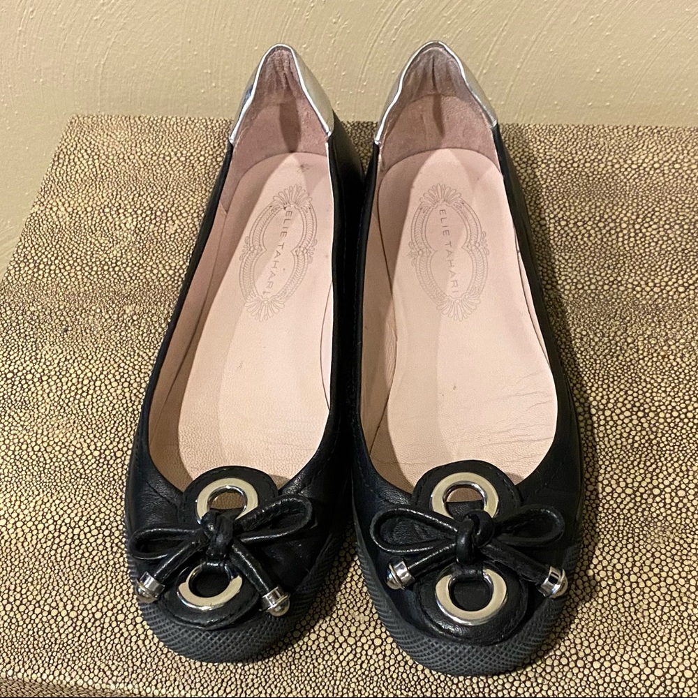 Elie Tahari Flats Black & Silver
